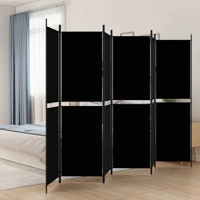Produktbild von vidaXL 6 tlg. Paravent Schwarz 300x200 cm Stoff - Raumteiler - Paravent - Raumtrenner - Trennwand