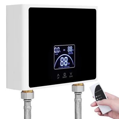 Image de Chauffe-eau électrique - Puissance : 5500 watts - Largeur : 25 cm - Noir - Pour cuisine et salle de bain