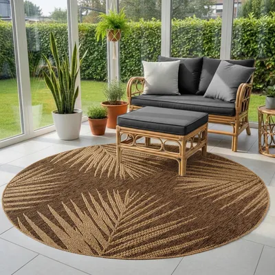 Produktbild von Runder Outdoor Teppich 120 cm wetterfest und pflegeleicht