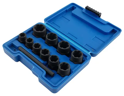 Produktbild von 11-teilig Schrauben Ausdreher 3/8" 9-19mm Spiralprofil Chrom-Molybdän