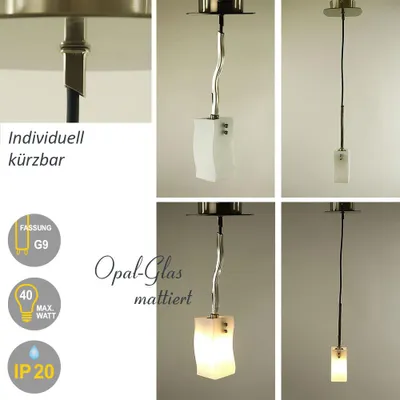 Produktbild von Pendelleuchte Deckenlampe Madrid 1flammig Halogenlampe mit Opalglas Hängeleuchte