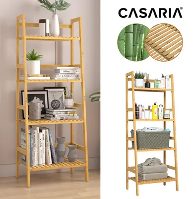 Immagine prodotto di Casaria Scaffale Multiuso Bambù 4 Ripiani 123x48x32cm Scaffalatura Cucina Scaffali Bagno