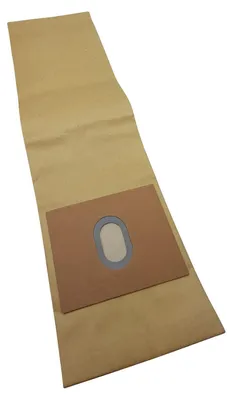 A single vacuum cleaner bag made of brown paper with a gray oval opening.