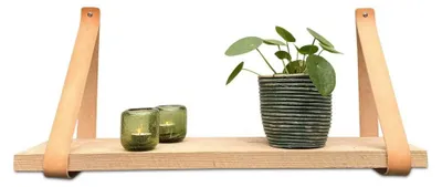 Produktbild von Set aus 4 Leder-Regalträgern für Wandmontage