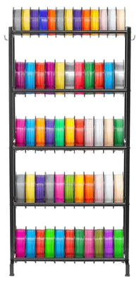 Immagine prodotto di VEVOR scaffale di stoccaggio filamenti per stampanti 3D, 5 livelli, supporto per bobine di filamento, 635 x 320 x 1300 mm capacità di carico 45,3 kg per livello, organizzatore di accessori per stampanti 3D per studio di stampa 3D, officina, nero