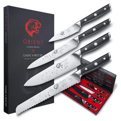 Produktbild von 4-teiliges Küchenmesserset, Orient, Origin Series, aus deutschem Edelstahl X50 Ultra+, Schwarz