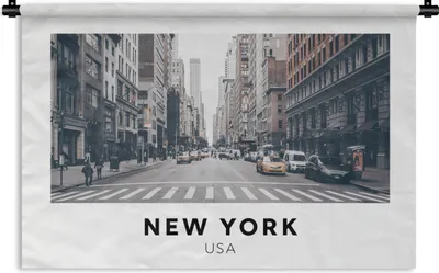 Produktbild von MuchoWow® Wandteppich Wandbehang New York - Straße - Auto 60x40 cm Tapisserie Dekoration Wandtuch - Wanddekorationen