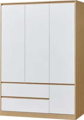 Produktbild von Kleiderschrank ’Bastheim’ mit 4 Türen, 1 Stange, 6 Fächern, 2 Schubladen Eichenoptik / Weiß
