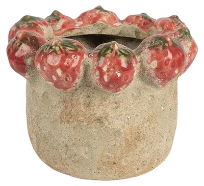 Zdjęcie produktu dla Doniczka Clayre & Eef Ø 15x12 cm Beżowa terakota
