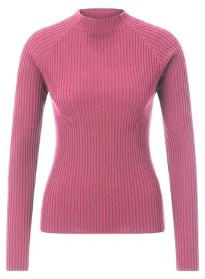 Produktbild von Damen Merino Rippstrick Oberteil mit Stehkragen