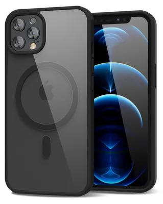 Obrázek produktu pro Magnetický kryt pro iPhone 12 Pro Max, kompatibilní s MagSafe, průhledné nárazuvzdorné pouzdro, ochranný zadní kryt Černá