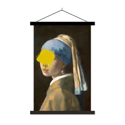 Produktbild von MuchoWow® Textilposter Mädchen mit Perlenohrring - Johannes Vermeer - Gemälde 60x90 cm mit schwarzem Rahmen - Poster Wohnzimmer