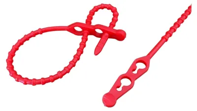 Produktbild von 20 Stück Kabelbinder Kugelbinder Blitzbinder 180 mm rot mit Doppelkopf