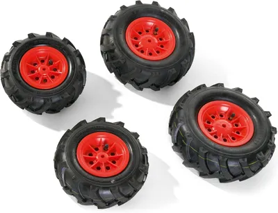Produktbild von RollyTrac Luftreifen für RollyToys Fahrzeuge mit roten Felgen
