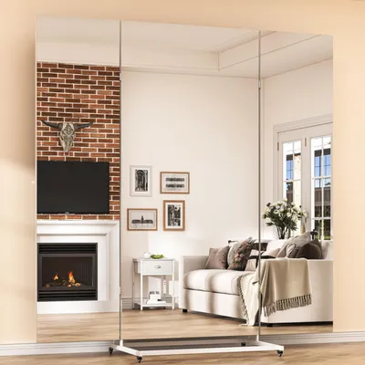 Immagine prodotto di Specchio da parete pieghevole triplo, 180x180 cm, girevole a 360°, con rotelle, colore bianco