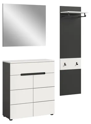 Produktbild von Garderoben-Set Canu 5 | Basalt grau / Weiß | 3-teilig