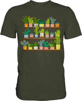 Produktbild von Kaktus Pflanzen Sammler Sukkulenten T-Shirt – Urban Khaki / L