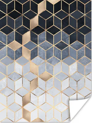 Produktbild von MuchoWow® Poster Würfel - Gold - Muster 120x160 cm - Wandbilder