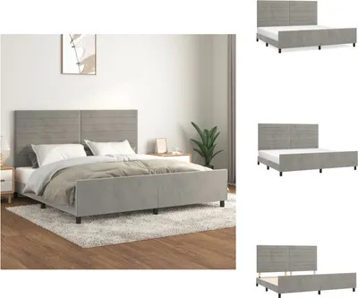 Produktbild von vidaXL Bettgestell mit Kopfteil Hellgrau 200x200 cm Samt -  Betten & Bettgestelle