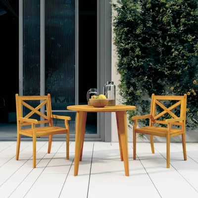 Produktbild von The Living Store Garten-Essstühle 2 Stk. Massivholz Akazie