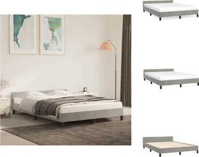 Produktbild von vidaXL Bettgestell mit Kopfteil Hellgrau 140x200 cm Samt -  Betten & Bettgestelle