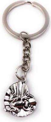 Produktbild von Onwomania Schlüsselanhänger Keychain Silber Metall Frosch sitzend auf Seerose König See
