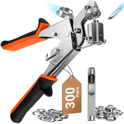 Productafbeelding van Professionele oogtangset - Oogtang met 300 ogen - Ø 10 mm - Oogtang voor zeildoek - 1 slaggereedschap - Perfect voor leer - Riemen - Luifels
