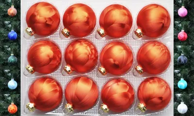 Produktbild von JACK 12x Glas Eislack Christbaumkugeln 6cm Thüringer Weihnachtskugeln Kugeln Orange Rost Eislack