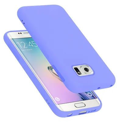 A purple phone case is shown on top of a silver smartphone.