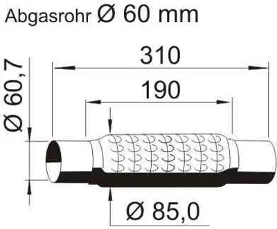 Produktbild von VEGAZ UFR-640 Flexrohr Abgasanlage Auspuffrohr für VW Golf V Schrägheck (1K1) TOURAN (1T1, 1T2) Passat Variant (3C5) GOLF PLUS (5M1, 521) für AUDI