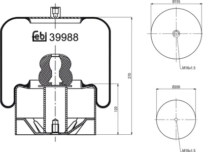 Produktbild von FEBI BILSTEIN Luftfederbalg 39988 für MAN F 2000 120mm 270mm 155mm 200mm