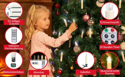 Image de Bougies LED pour sapin de Noël, lot de 30, avec télécommande