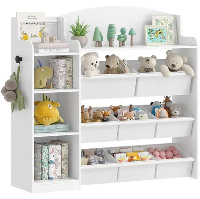 Immagine prodotto di Scaffale per giocattoli e libri per bambini, con 8 scomparti, dimensioni 30x110x104 cm, colore bianco