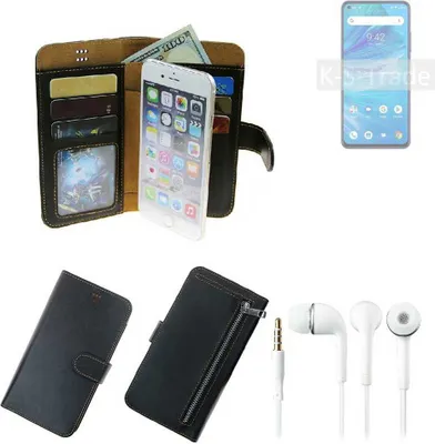 Produktbild von TOP SET Handy Hülle Schutz Hülle kompatibel mit UMIDIGI F2  schwarz aus Kunstleder + Kopfhörer Smartphone Tasche vollwertige Geldbörse