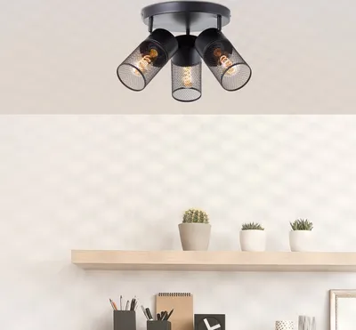 Produktbild von BRILLIANT schwarze Deckenleuchte KAMOLO | drei flammiges Spotrondell mit E27 Fassung max. 40 Watt | Ø 30,5 cm | Metall