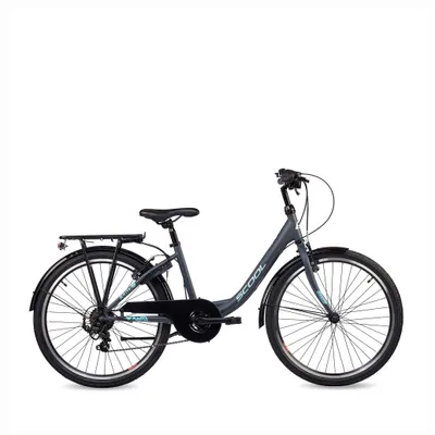 Produktbild von 24 Zoll Kinderfahrrad, 6-Gang, Mädchenfahrrad, S’COOL chiX, ab 7–11 Jahre, 130–145 cm, Dunkelgrau/Türkis