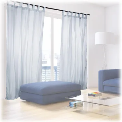 Produktbild von Weiße halbtransparente Polyester Vorhänge 2er-Set mit Volants und Klapplamellen