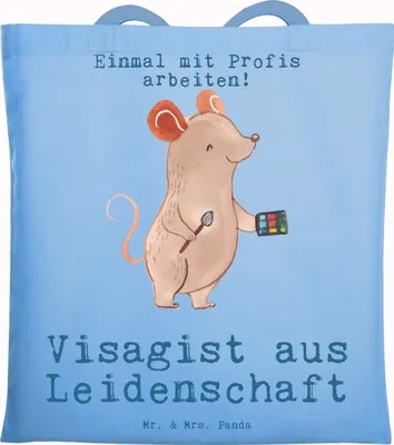 Produktbild von Mr. & Mrs. Panda Tote Bag Visagist Leidenschaft - Sky Blue - Geschenk, Kosmetiker, Make Up Artist, Shopping Tasche, Jutebeutel, Einkaufstasche, Kosmetikstudio, Ausbildung