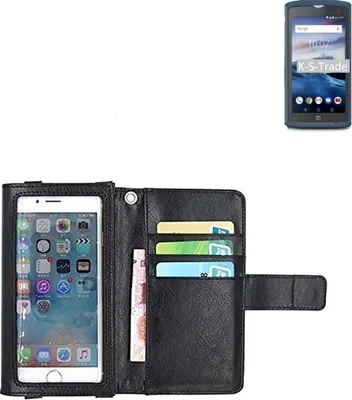 Produktbild von K-S-Trade Handy Hülle Schutz Hülle Kompatibel mit Crosscall Core X3 Case mit Displayschutz / Schutzfolie Flip Cover Wallet case Etui Hülle schwarz