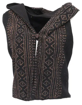 Produktbild von Rückenfreie Boho Weste mit Kapuze, Festival Weste - Schwarz, Damen, Baumwolle, Jacken, Mäntel & Ponchos
