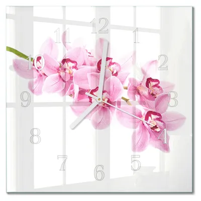 Produktbild von Tulup Glasuhr Wanduhr Küchenuhr Echt-Glas 30x30 cm Modern Dekorativ Geräuschlos Weiße Zeiger - Orchidee