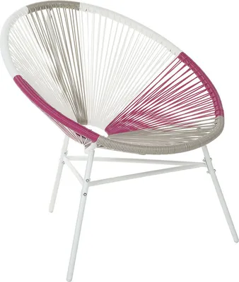 Produktbild von BELIANI Balkonstuhl Beige Weiß Rosa Polyrattan Spaghetti-Optik Modern Mexikanischer Stil Outdoor Balkon Terrasse Garten Möbel