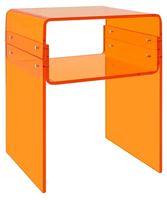 Produktbild von Moderner Acryl-Beistelltisch - Nachttisch/Sofatisch - 2 Ebenen - Rechteckig - 40×30×50 cm - 30 kg Tragkraft - 10 mm Platte - Orange