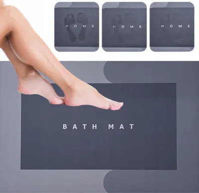 Immagine prodotto di Tappeto da bagno - ad asciugatura rapida - grande tappeto - rettangolare - assorbente - grigio - per il bagno