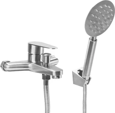 Produktbild von Unyqoos® Wannenarmatur mit Handbrause – Einhebel-Badarmatur aus Edelstahl, Silber, verstellbare Wandmontage, Keramikscheibe