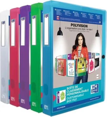 Produktbild von ELBA Sammelbox POLYVISION, A4, PP, Füllhöhe: 40 mm, sortiert transparente Sichttasche auf dem Vorderdeckel, transparent, - 8 Stück (994034 SB)