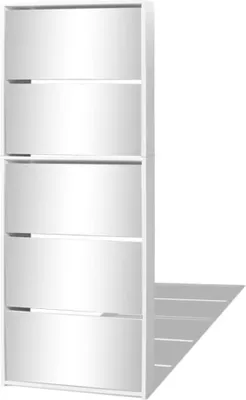 Immagine prodotto di Scarpiera a 5 Strati con Specchio Bianca 63x17x169,5 cm