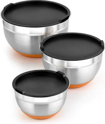 Immagine prodotto di Set di 3 ciotole in acciaio inox - 12 16 20 cm - 04 litri 18/10
