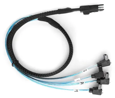 Image de Câble pour disque dur, accessoire informatique, câble pour serveur, Mini SAS 36 broches vers 4SATA 90°, 0,5 mètre