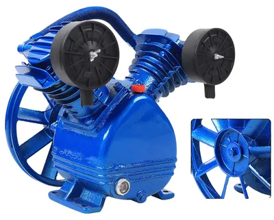 Imagen del producto de Cabezal de compresor de aire, con dos cilindros, alto rendimiento, 220V, color azul